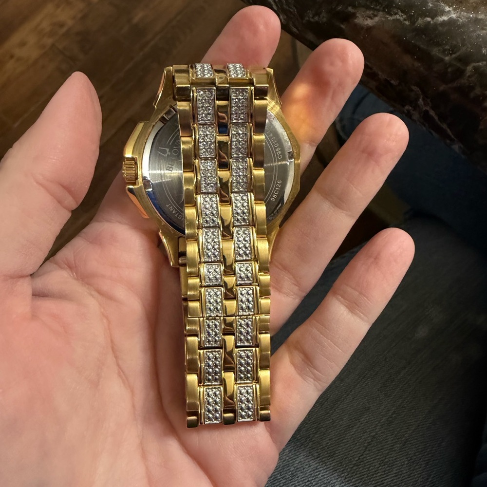 Bulova Gold Tone Crystal Men's Chronograph Watch - Picture 8 of 11
